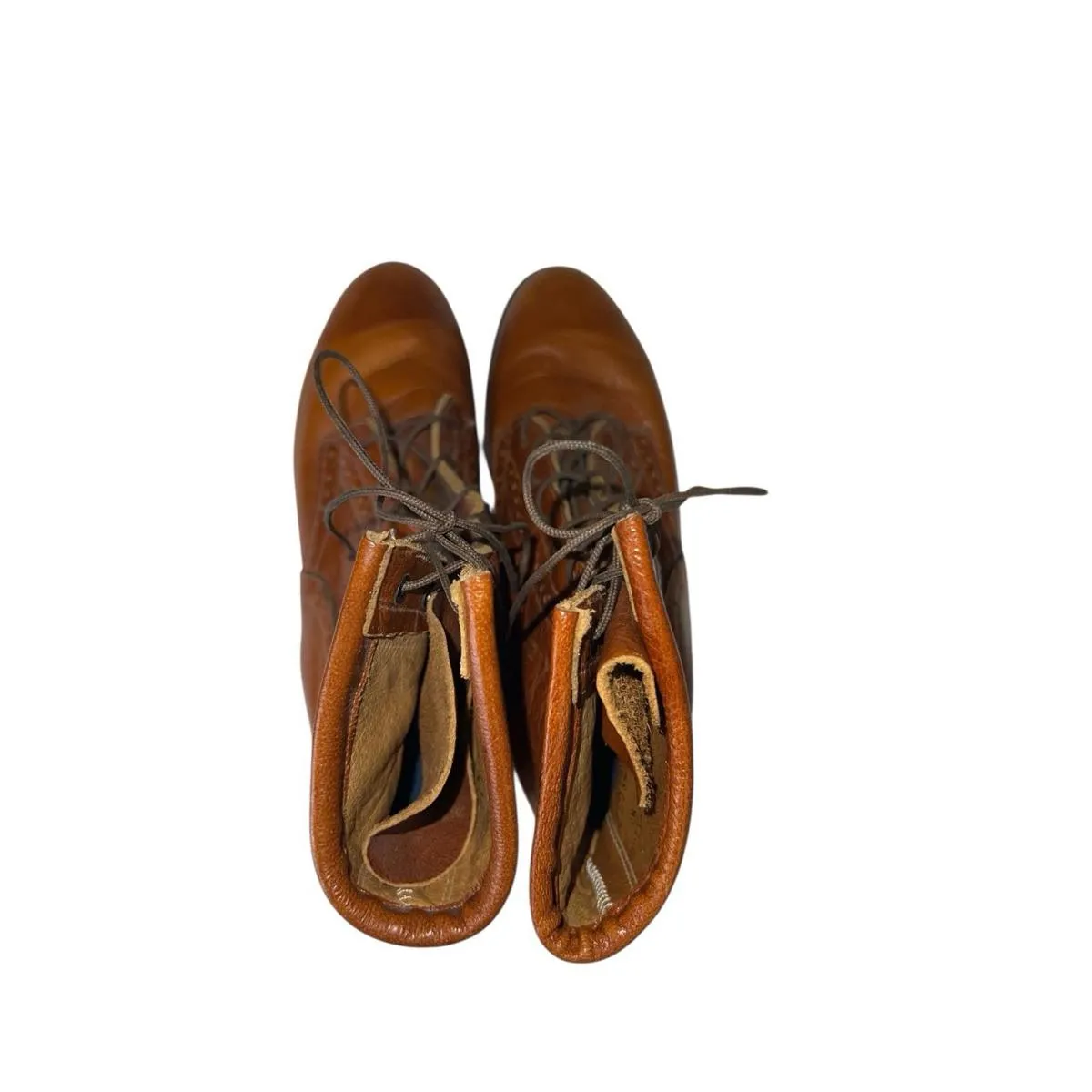 Vintage Justin Packer Lace Up Roper Boots Tan Leather Made USA Women’s Size 6.5C - Image 5