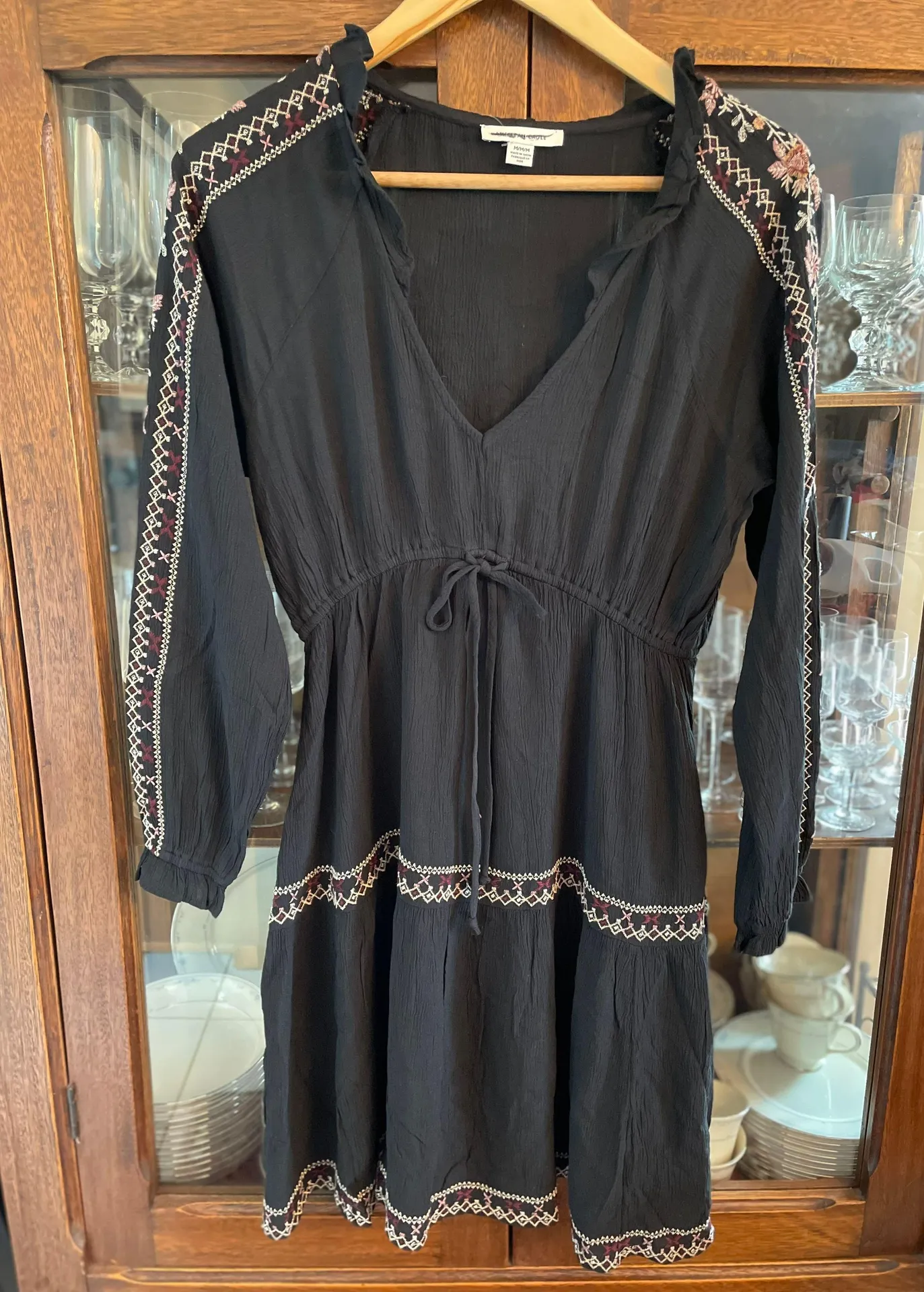 AE Long-Sleeve Embroidered Babydoll Dress - Image 6