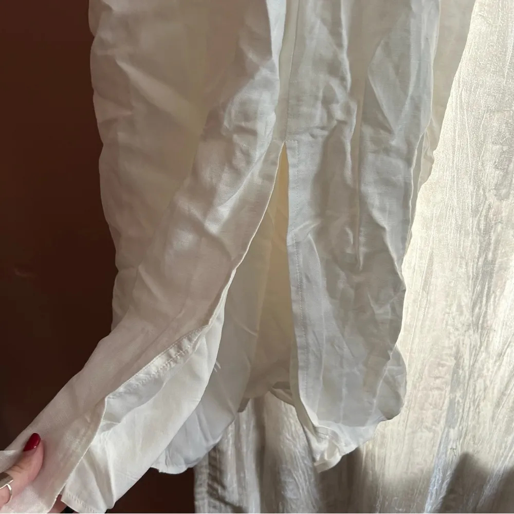 EN SAISON Sophie Sleeveless Cut Out Midi Dress Off White Linen Blend NWT S Flaw* - Image 6