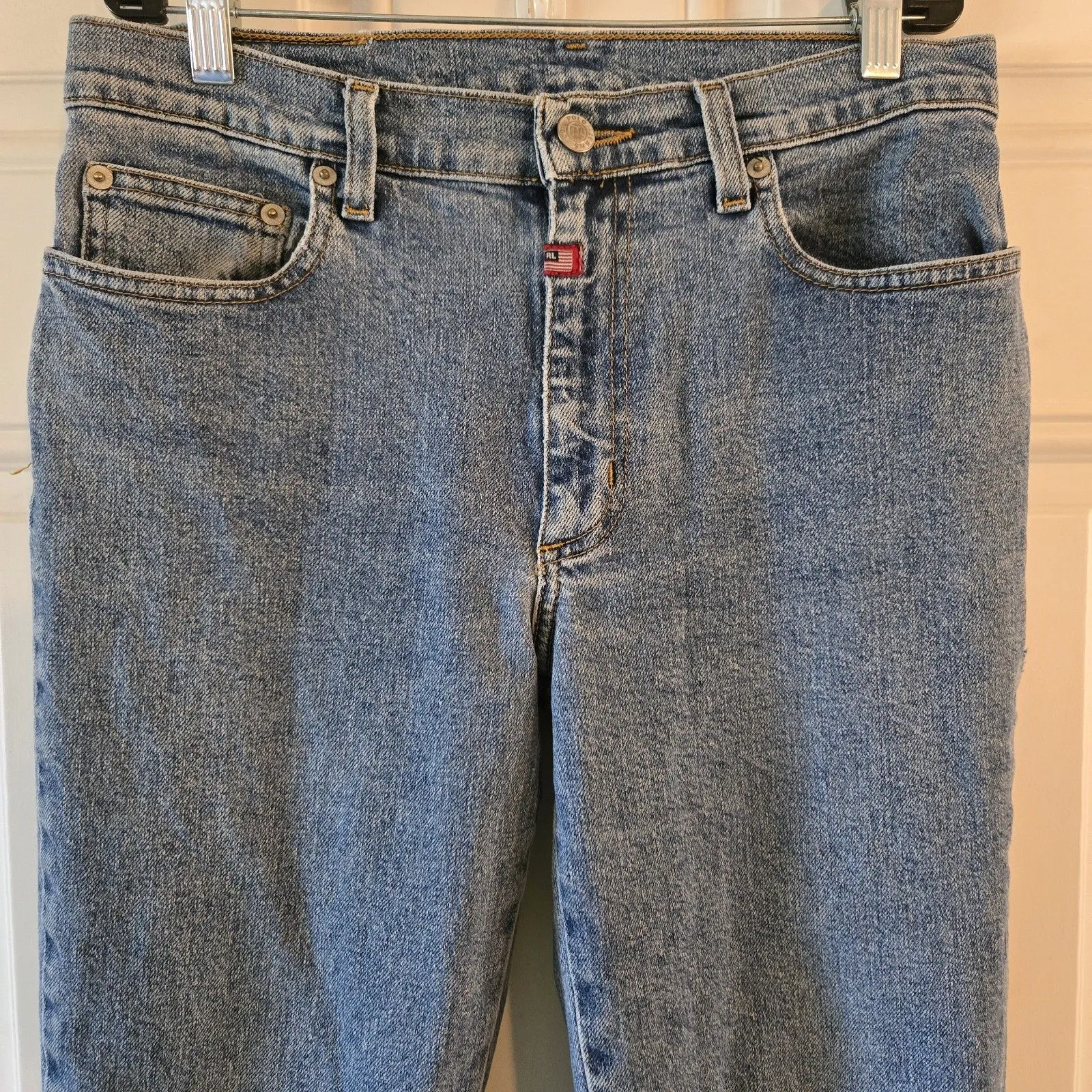 Vintage Polo Jeans Co. Ralph Lauren Size 6 Capri Ankle Zip Jean Denim Y2K Flag - Image 5