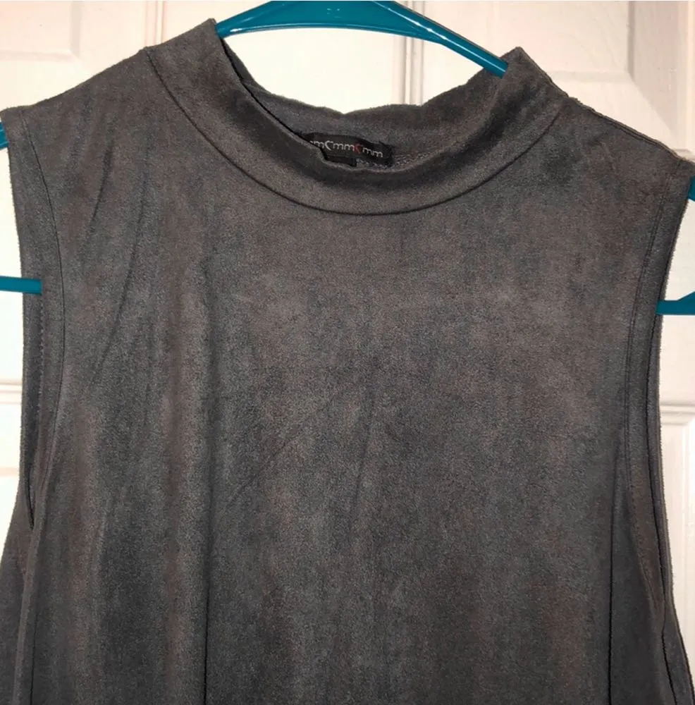 Faux Suede Dress Gray - Image 2