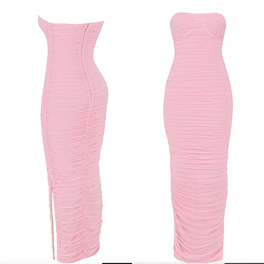 House of CB L D-DD “Sofia” Fairy Pink Mesh Maxi Dress strapless like‎ fornarina - Image 14