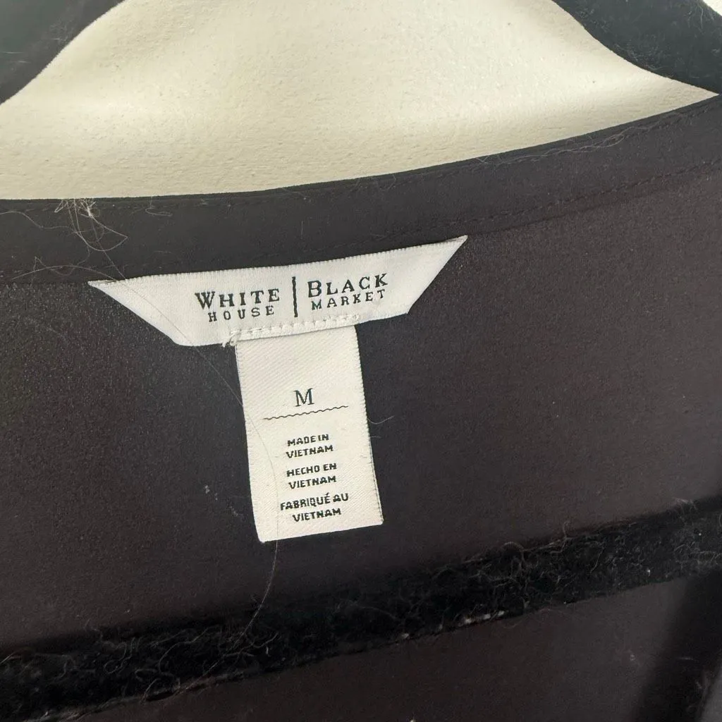 White House Black Market Women’s Medium Black Vneck Tank Top Blouse - Image 2
