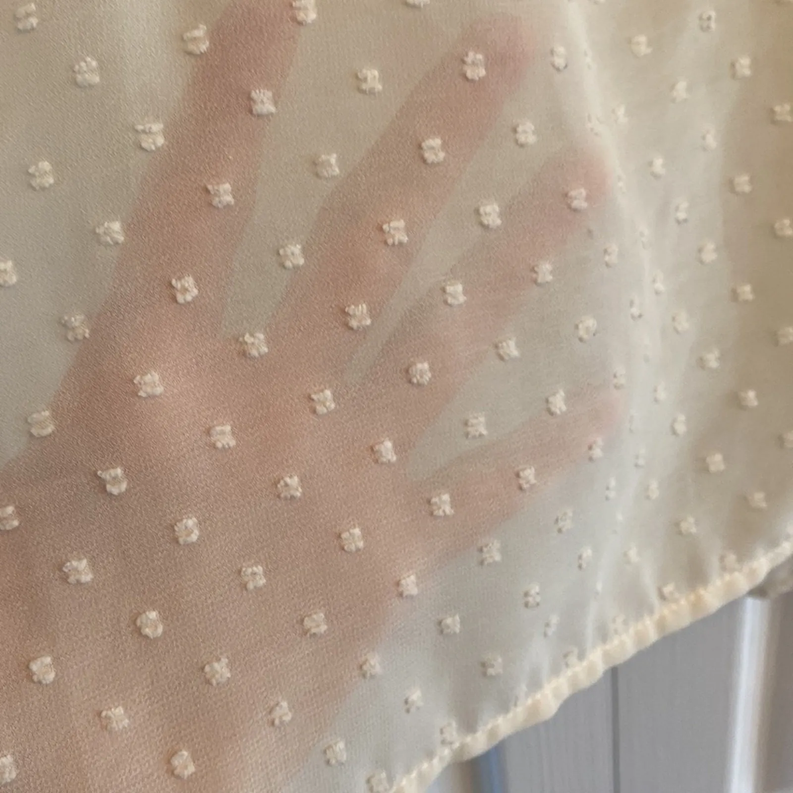 Umgee Womens Medium Ivory Sheer Swiss Dot Floral Embroidery Cottagecore Feminine - Image 5