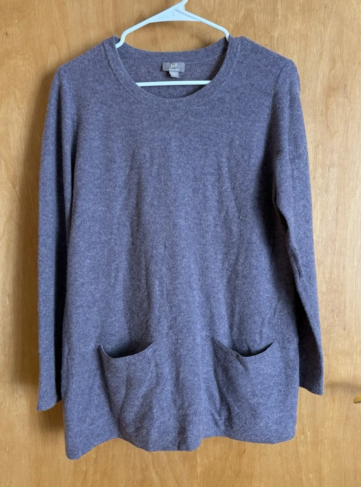 J. Jill Wool Cashmere Blend Tunic Knit Sweater Pockets Cottagecore S Capsule Purple - Image 1