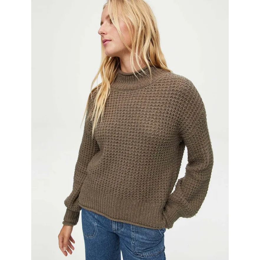 Michael Stars Mock Neck Chunky Knit Sweater Olive Green Size S - Image 4