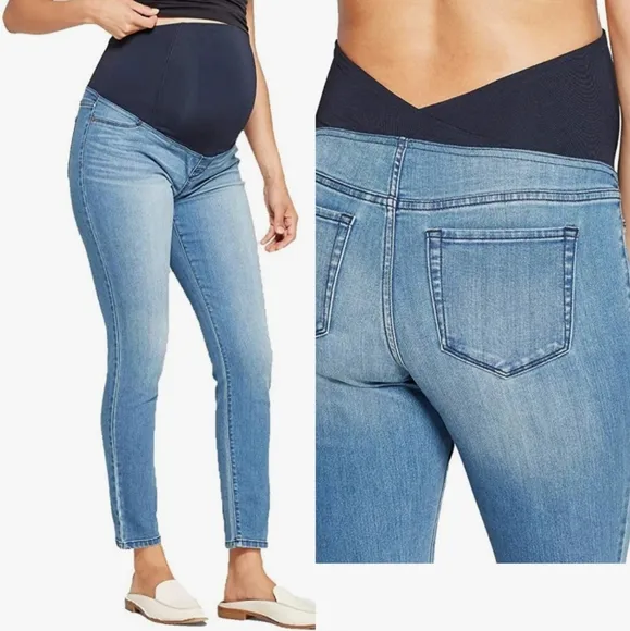 Maternity Crossover Panel Jeggings Isabel Maternity by Ingrid & Isabel Blue Size undefined - Image 3
