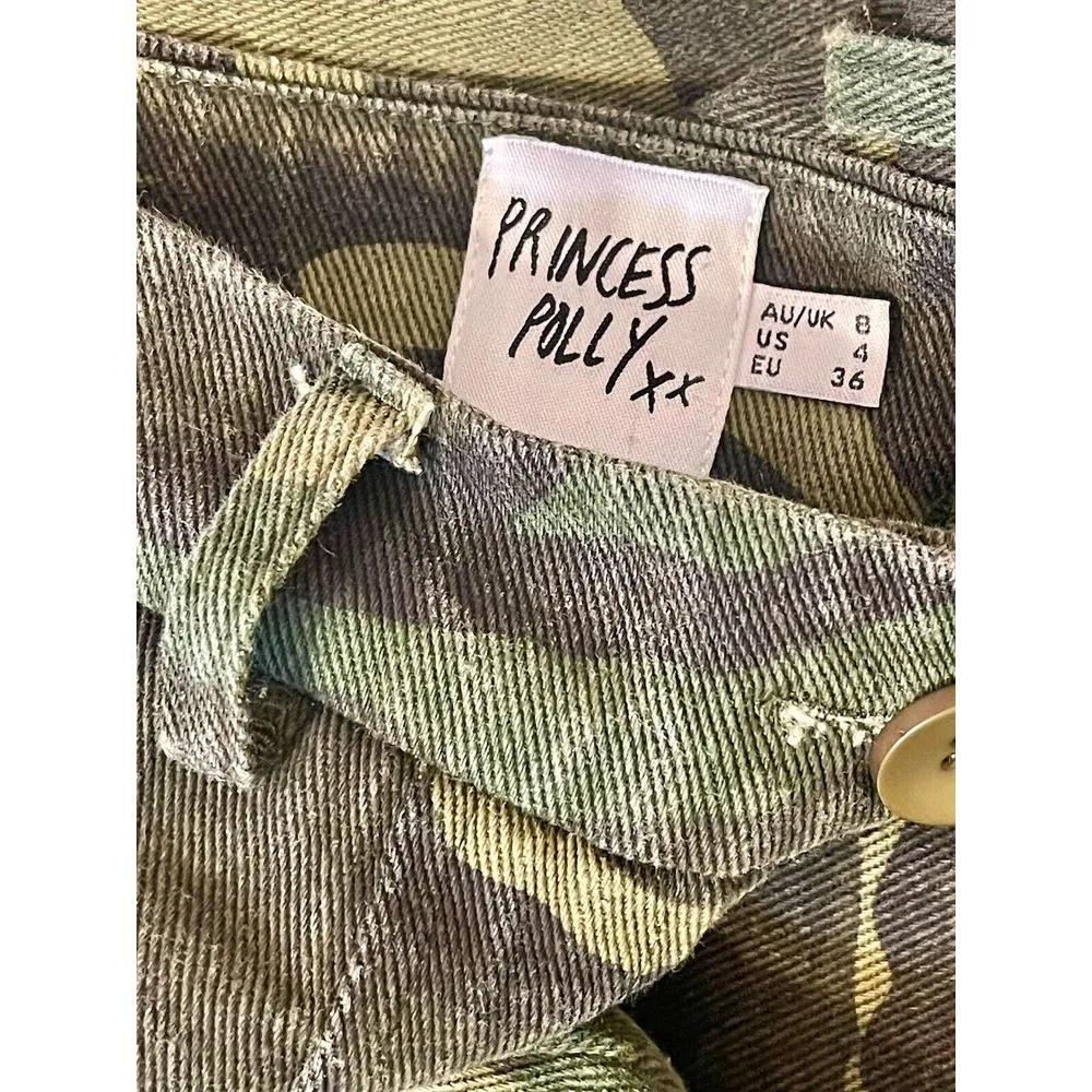Princess Polly XX‎ Pants Jeans Wide Leg US Size 4 Camo Hi-rise - Image 5