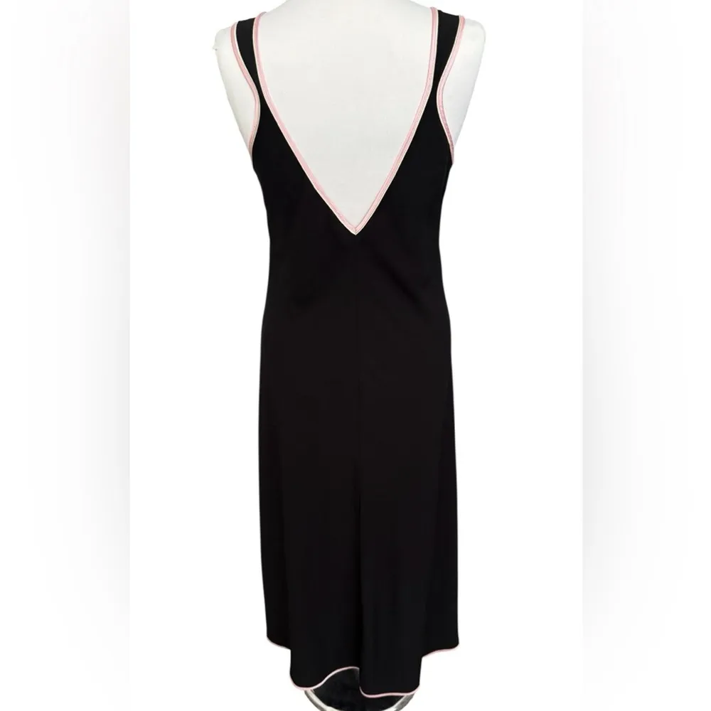 Oscar De La Renta Pink Label Black Embroidered Floral Y2K Slip Dress Size Medium - Image 9