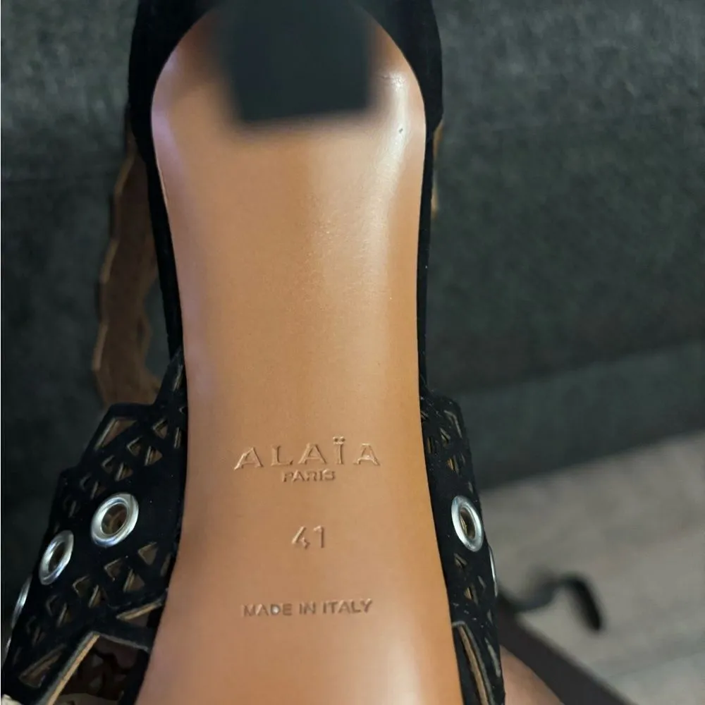 Alaia Suede Heels 41 Black Size 10 - Image 9