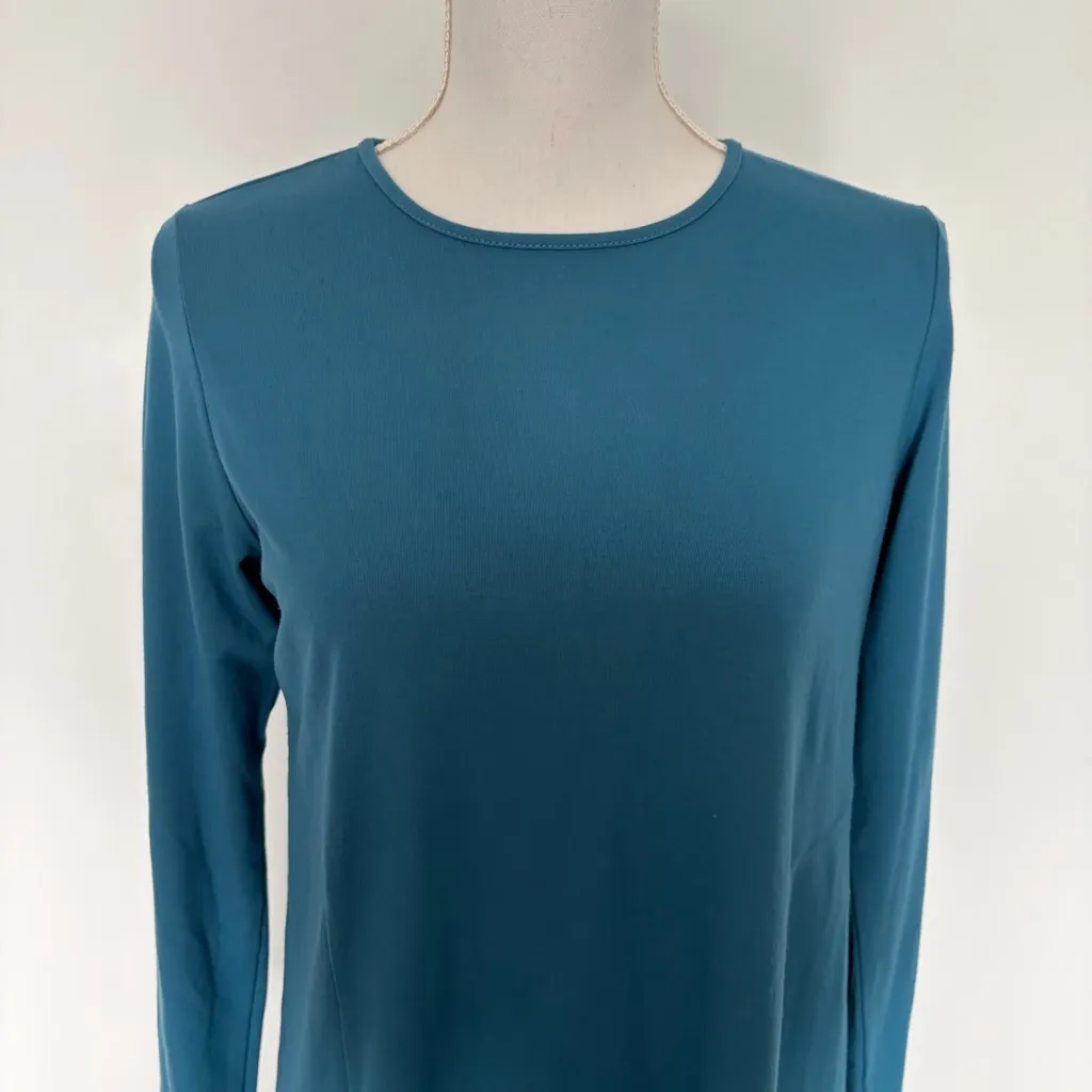 J. Jill Wearever Teal Crew Neck A-line Tunic Top Size 6 - Image 3