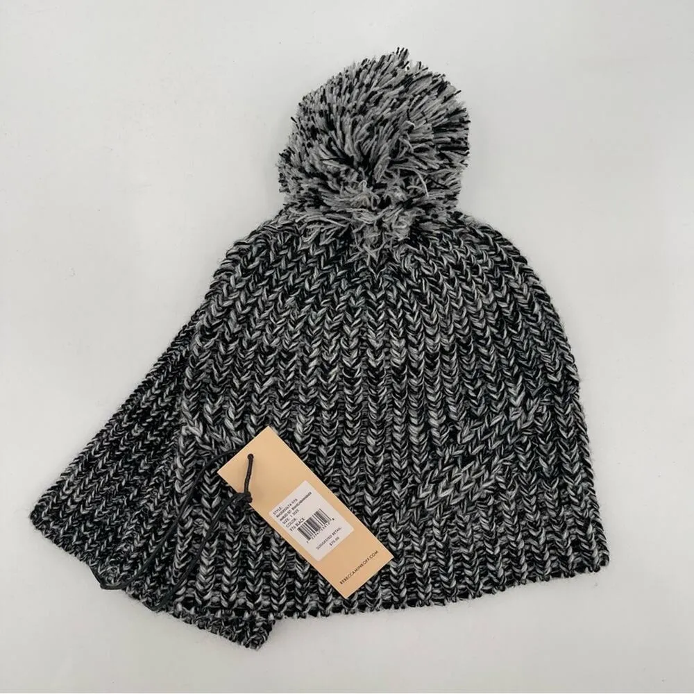 REBECCA MINKOFF Pom-Pom Beanie Hat & Arm Warmer Glove Set Winter Marled O/S NWT - Image 10