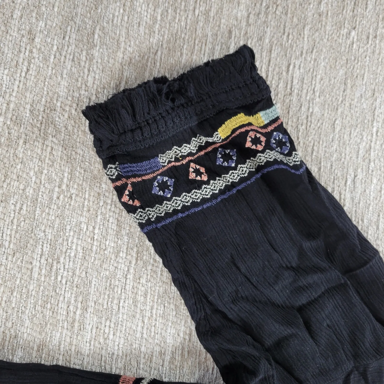 Knox Rose Black Embroidered Fringe Kimono Cardigan Size L Boho Festival - Image 14