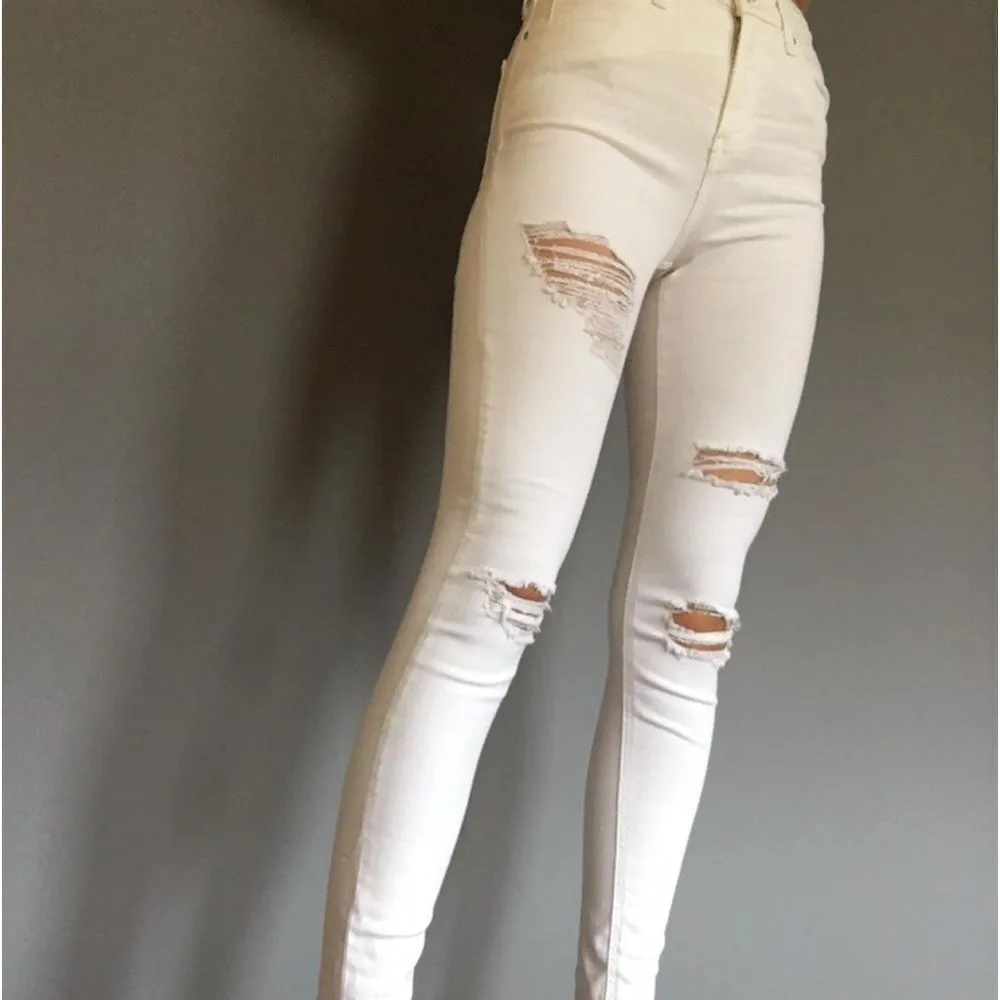 Topshop White Jamie Moto Distressed High-Rise Skinny Jeans

Product Details - Image 3