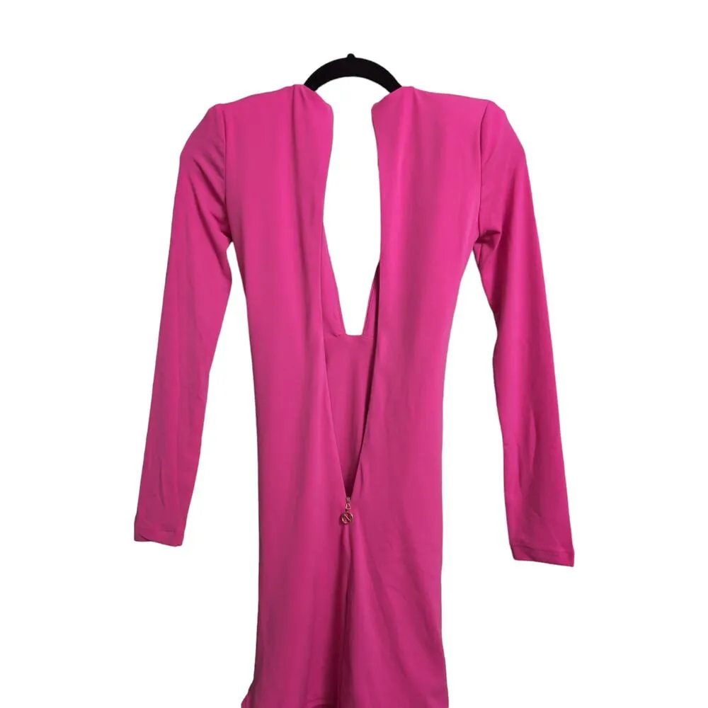 Nookie Envy Mini Dress Neon Pink Bodycon V Neck Twist Valentine's Day S New - Image 5