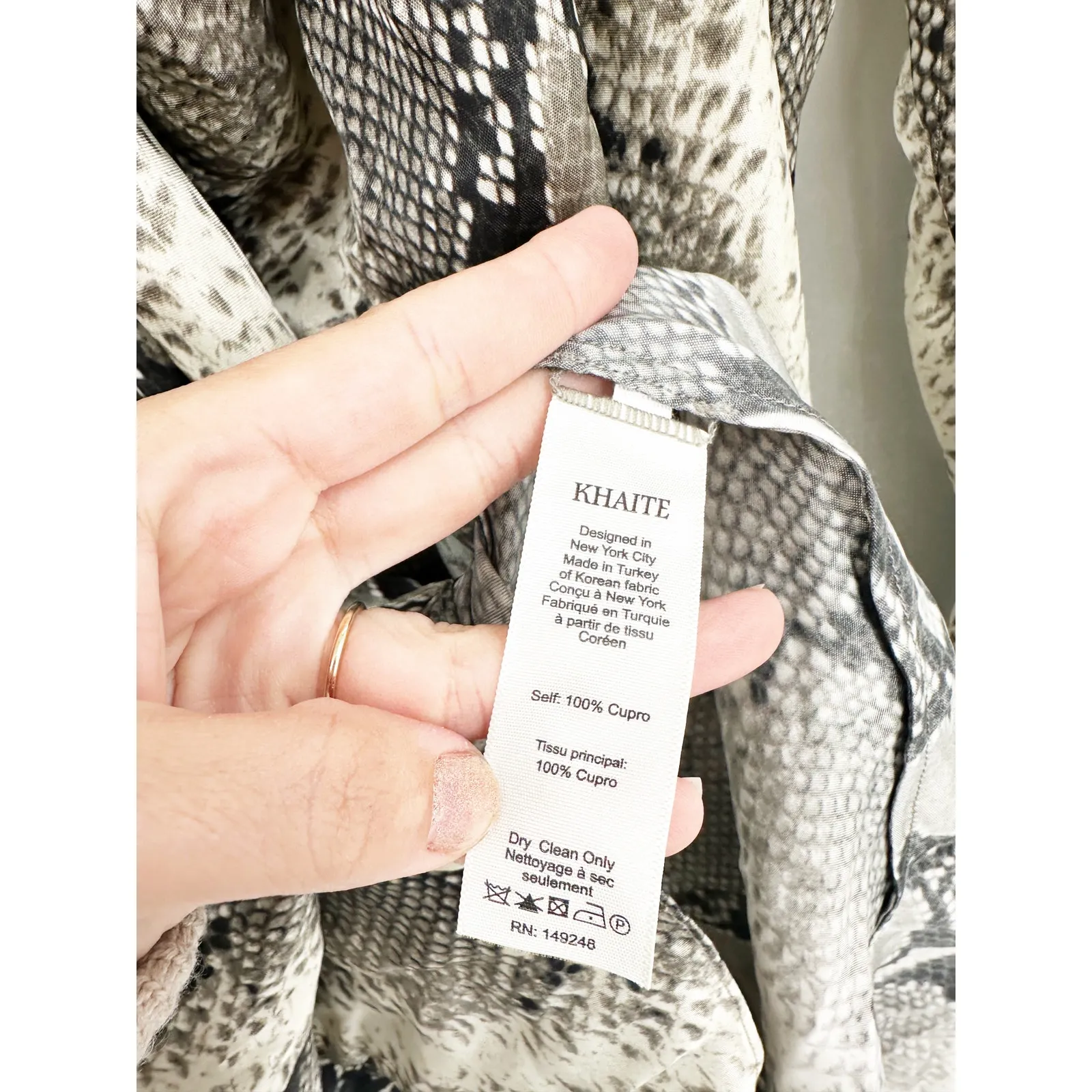 KHAITE Shaz Natural Python Print Dress Asymmetrical Cowl Neck 6 - Image 5