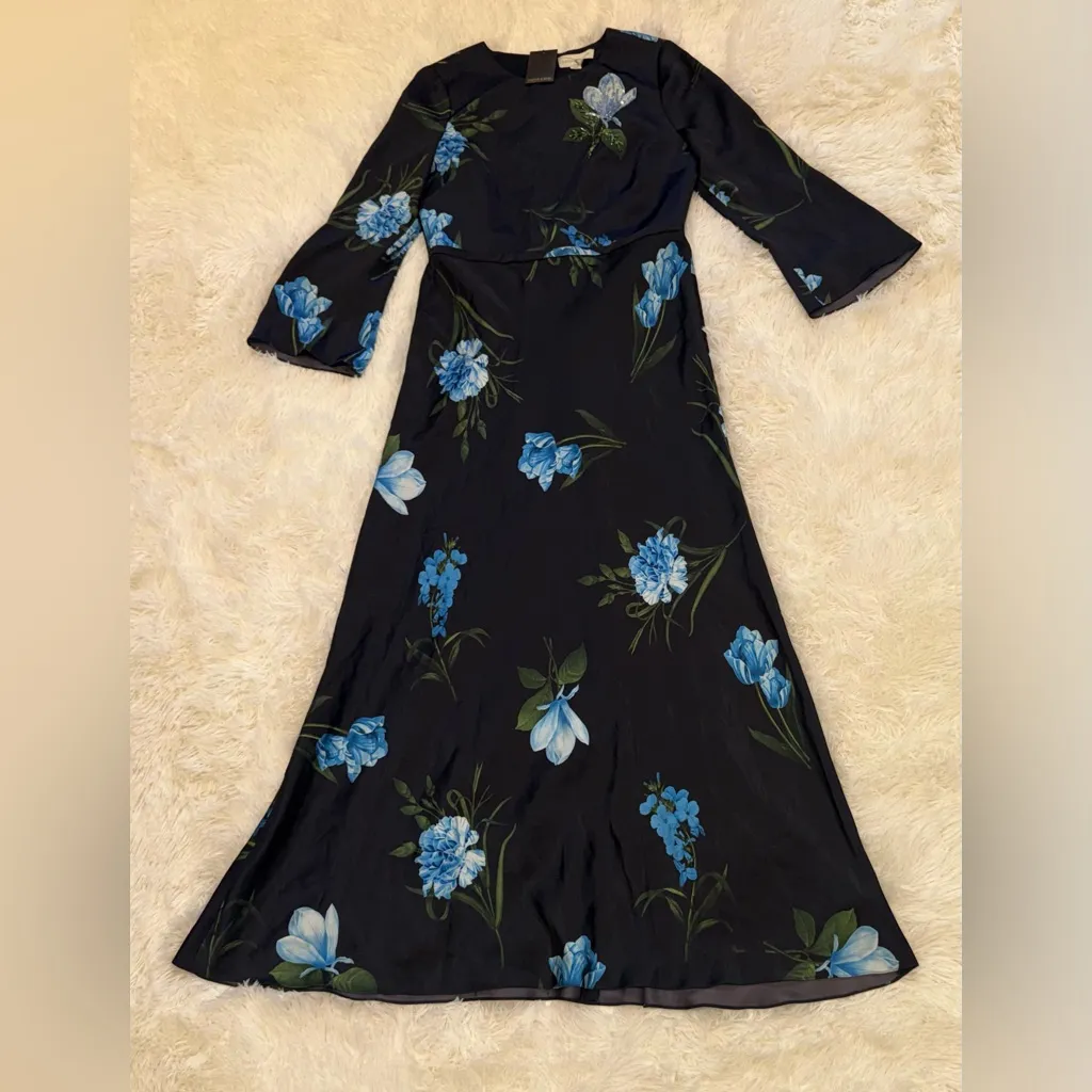 NEW Sachin & Babi Alex Sequin Floral Long Sleeve Satin Crepe Gown sz 10 - Image 4