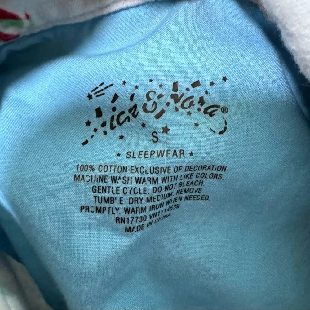 Nick & Nora Sock Monkey Christmas Pajama Top Holiday Elf Tree Stocking Present - Image 2