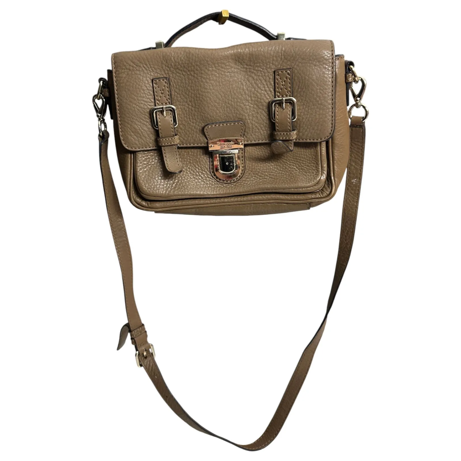 Kate Spade Lola Avenue Lia Leather Satchel Crossbody Purse Handbag Brown Taupe - Image 3