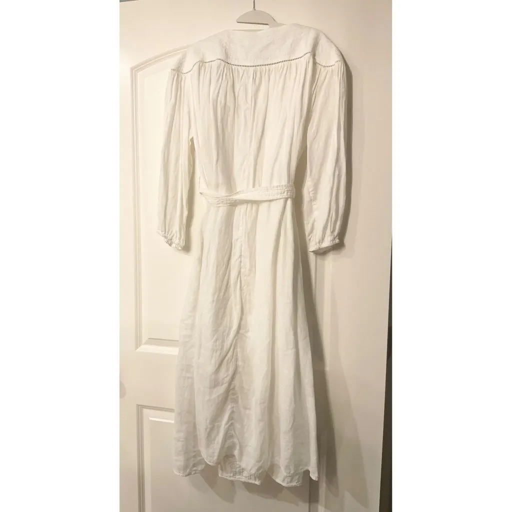 Zimmermann full linen midi dress v neck white cover up dress AU3 bust64 M to XL - Image 2