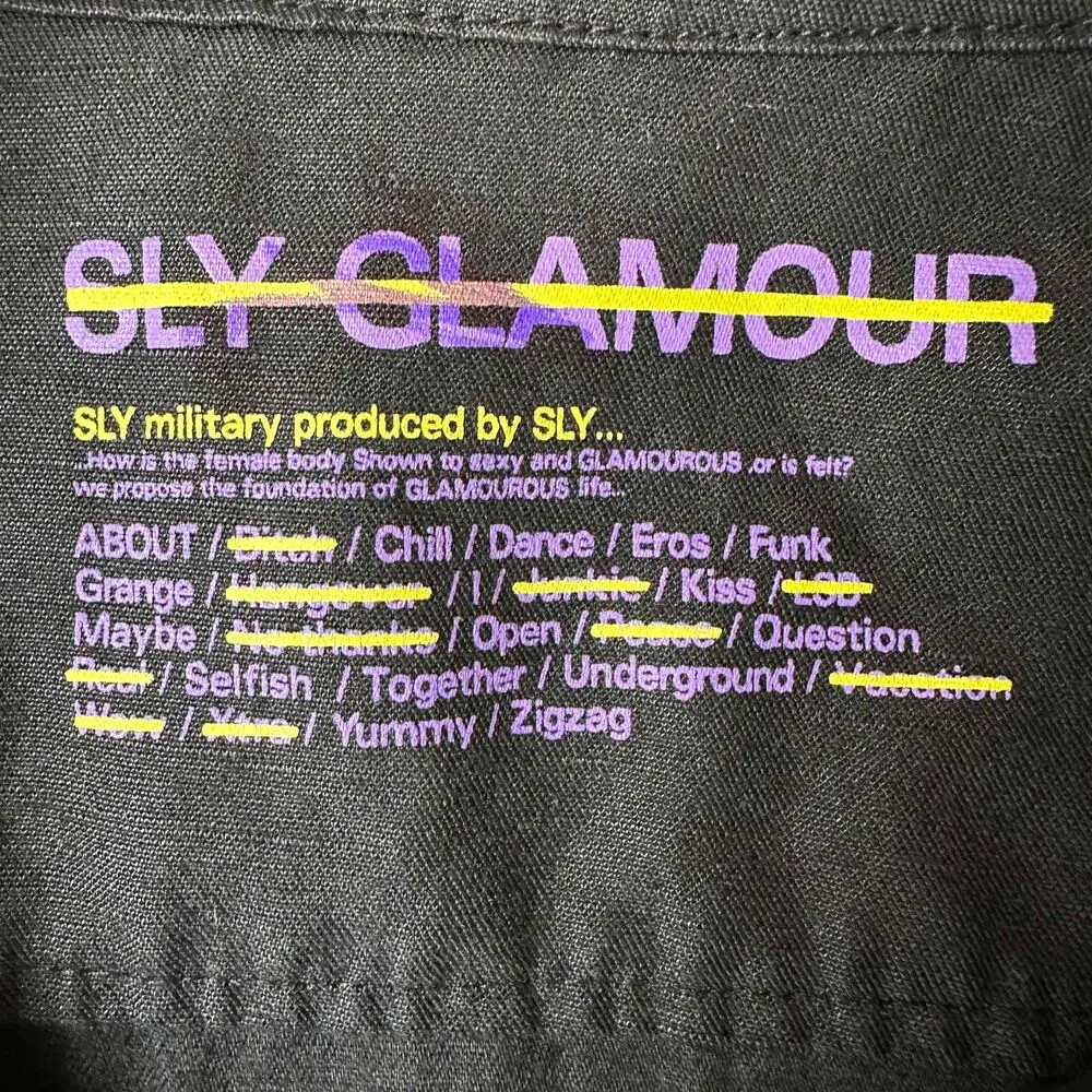 Sly Glamour Graphic Print Military Casual Jacket Black Size 2 - Image 7