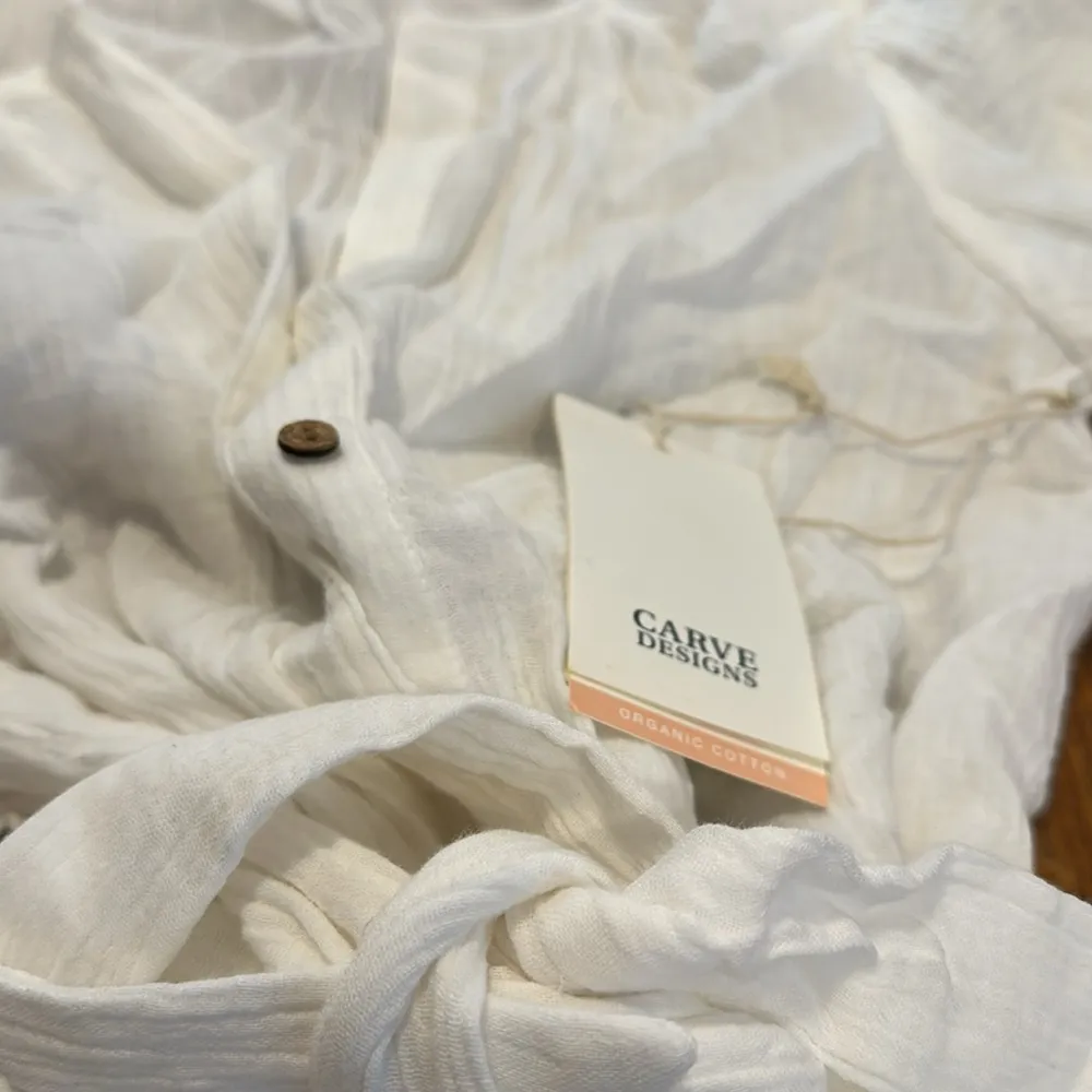 NWT Carve Designs memphis Gauze cloud White Organic Cotton midi puff Dress XS - Image 6