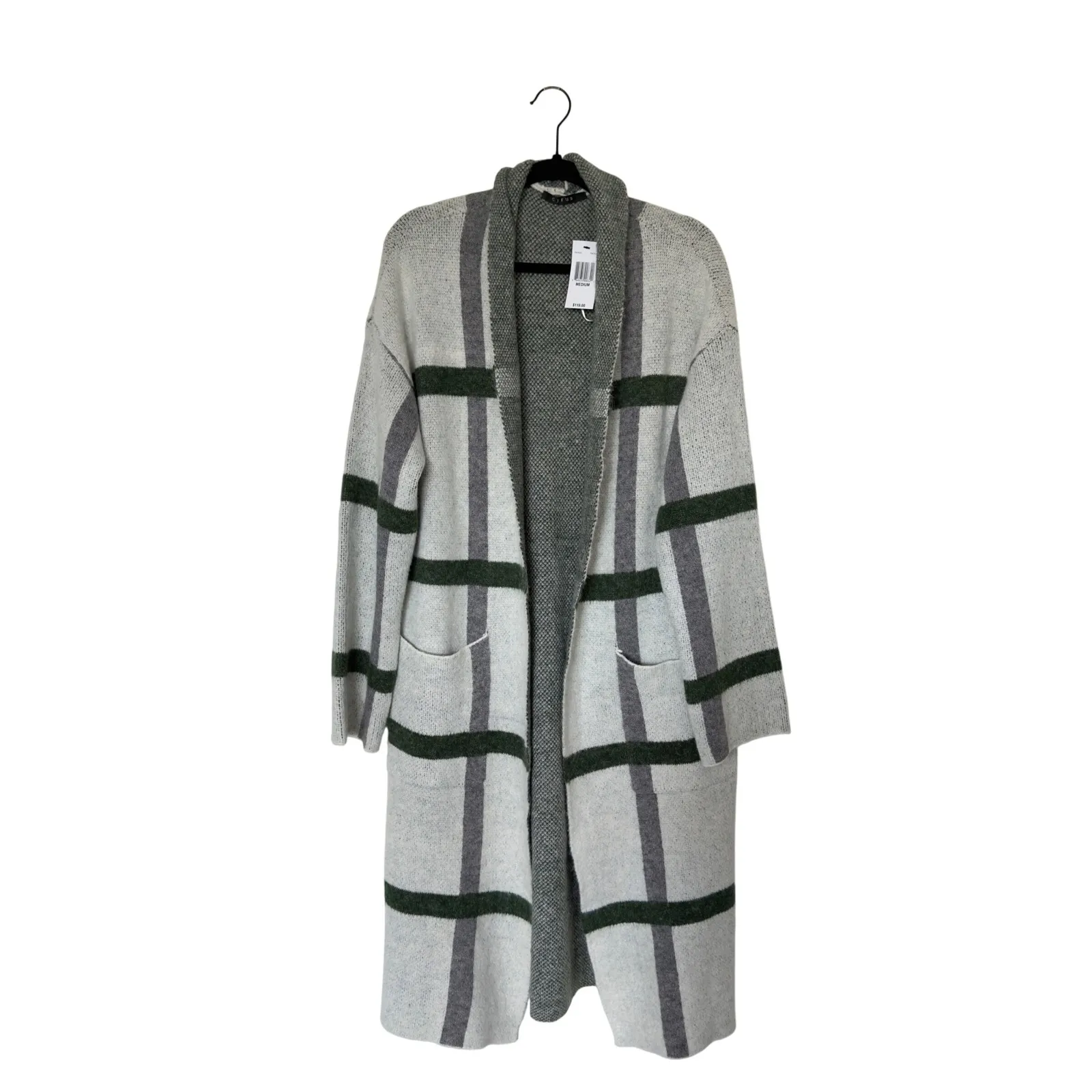 Cyrus Medium Long Sleeve Plaid Cotigan Green Charcoal Gray Contemporary‎ NWT - Image 5