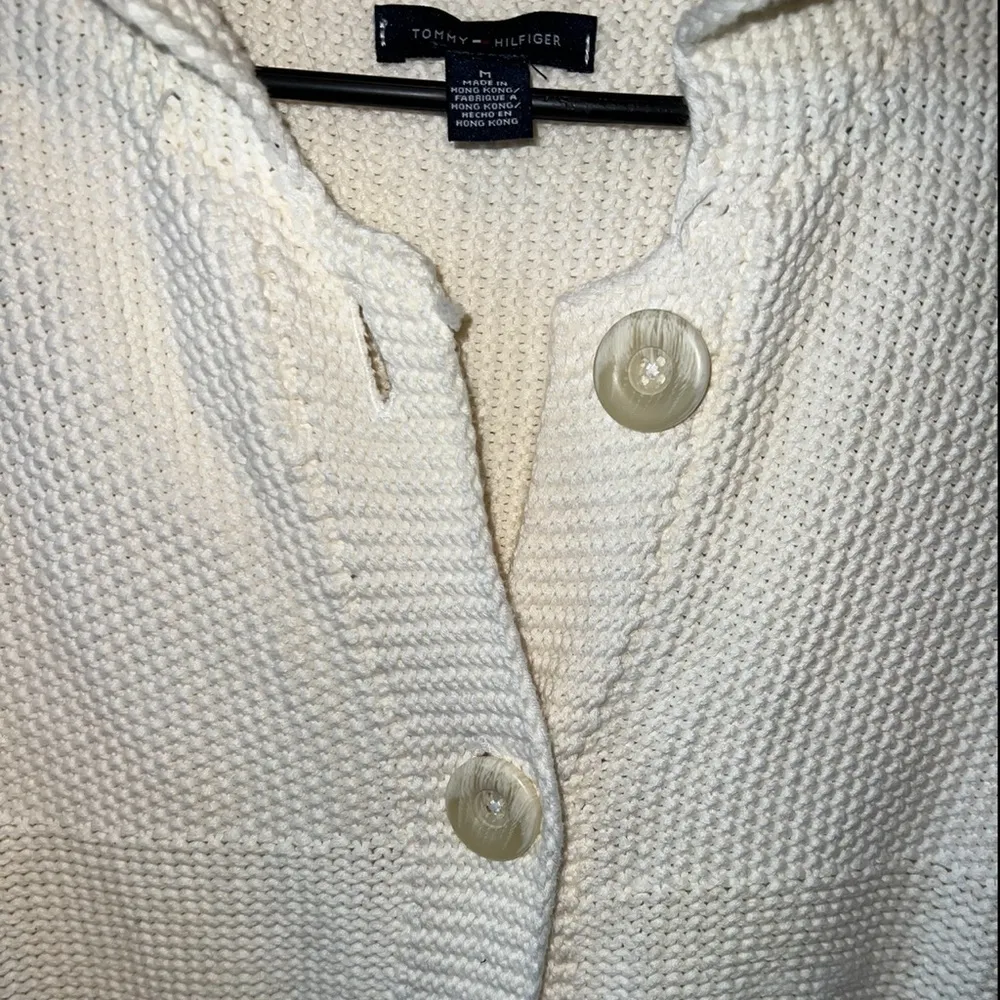 Tommy Hilfiger Cream Long Cardigan Sweater Size Medium - Image 5