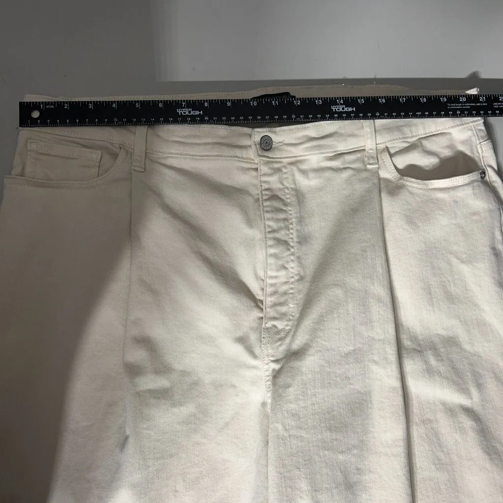 Banana Republic Jeans Womens 35 Plus 20 Ivory Wide Leg Crop Pleated High Waisted - Image 7