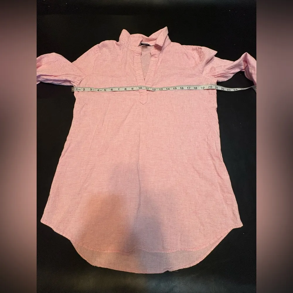 Vineyard Vines Pink 3/4 Sleeve Polo Tunic Linen and Cotton size M - Image 9
