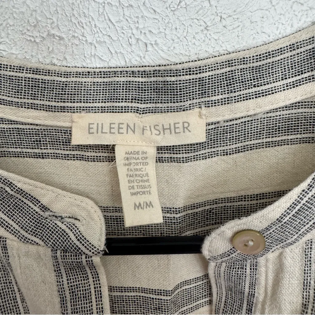 Eileen Fisher Cotton Linen Sleeveless Tunic Length Stripe Dress/Top Size Medium - Image 4