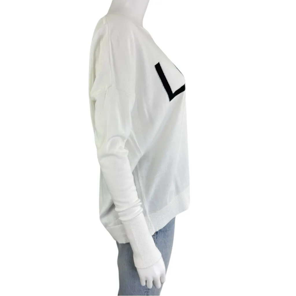 MILLY White LOVE Sweater Size L - Image 4