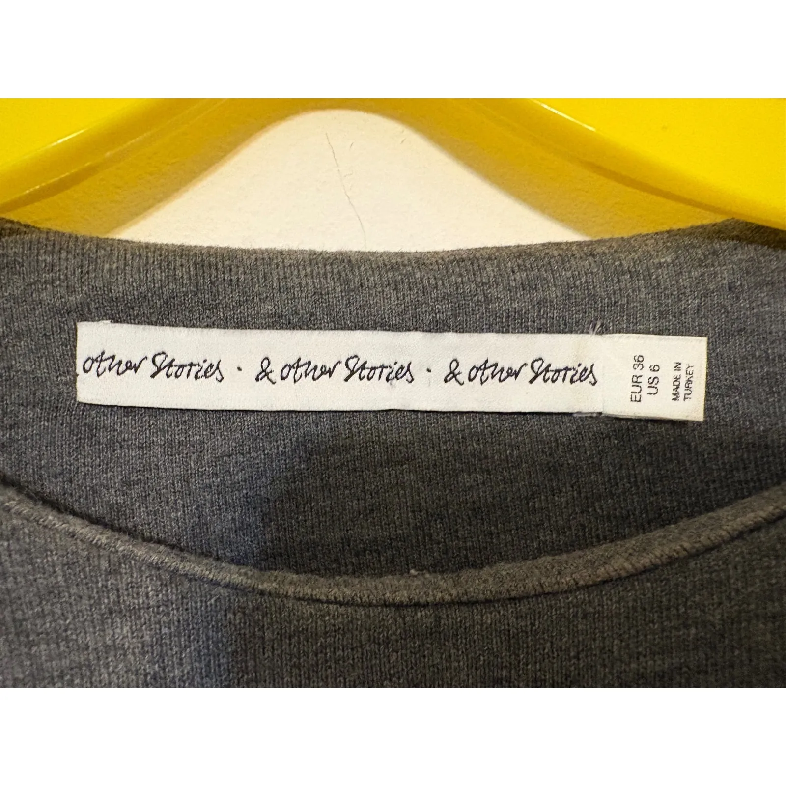 & Other Stories Gray Raglan Short Sleeve Mini Knit Dress Size US 6 - Image 4