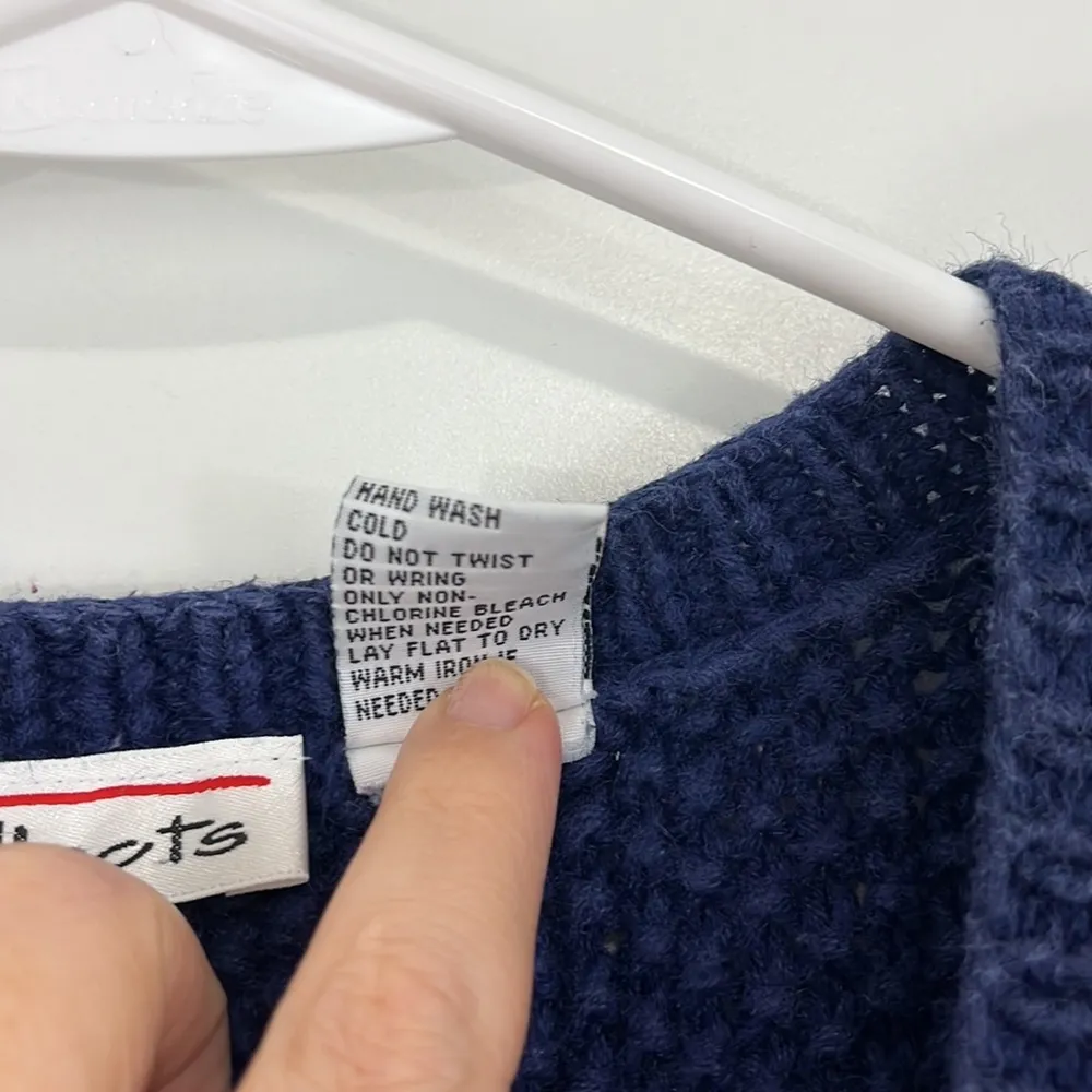 Vintage Talbot's Medium Red, White and Blue Knit Sweater Cardigan Vest - Image 4