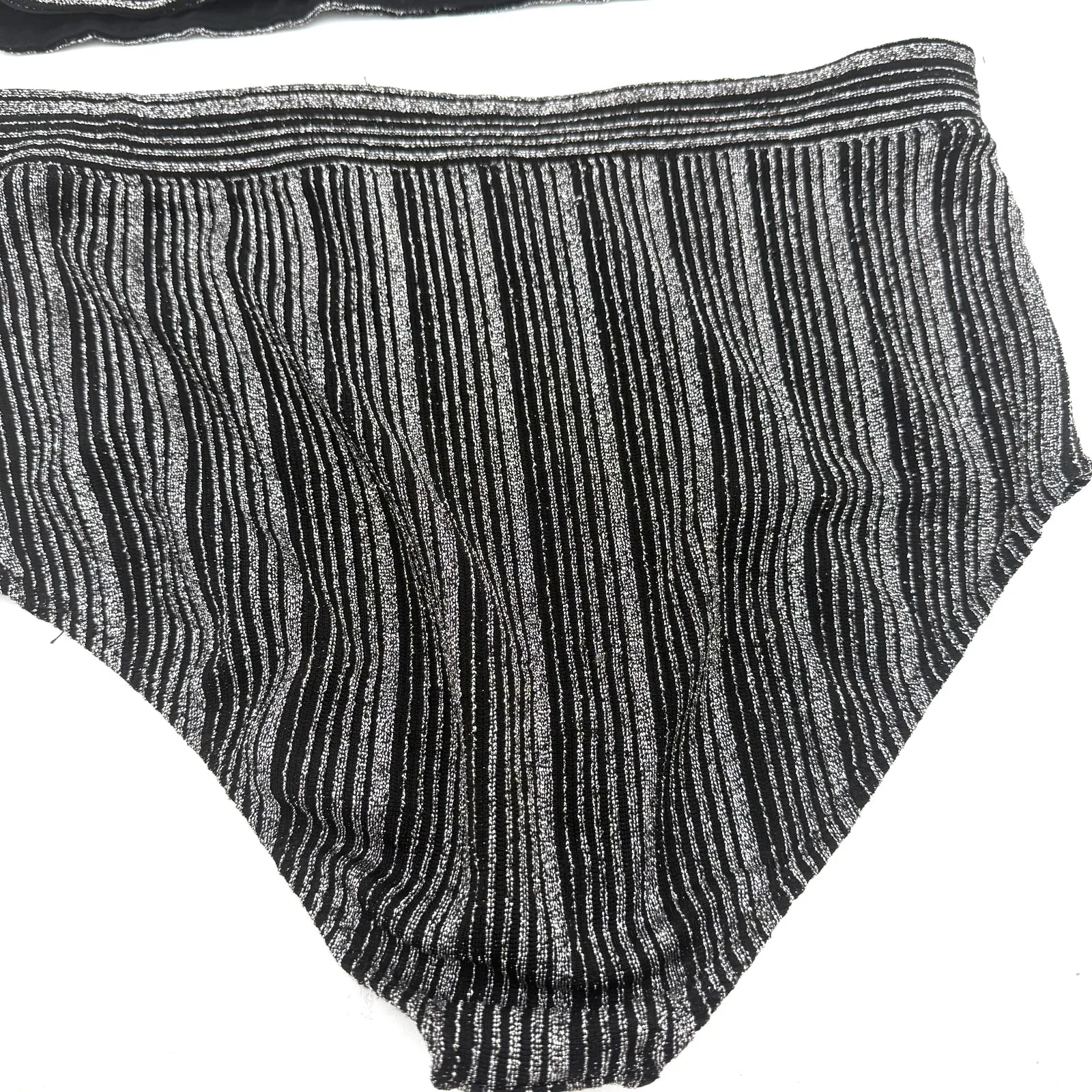 Free People Intimately FB Black Silver Metallic Sparkle 2 Piece Size Medium - Image 6