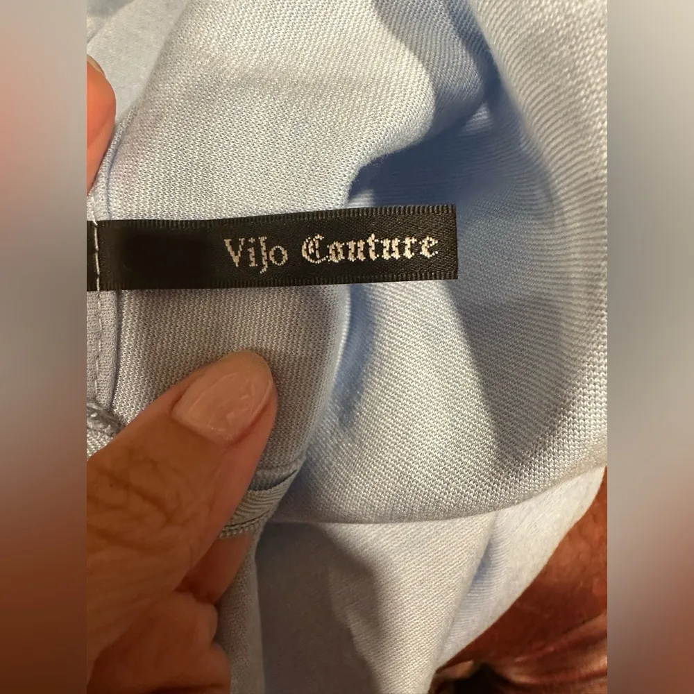 EUC Vijo Couture Elegant light Blue bodycon stretch Sleeveless Mini Dress - Image 8