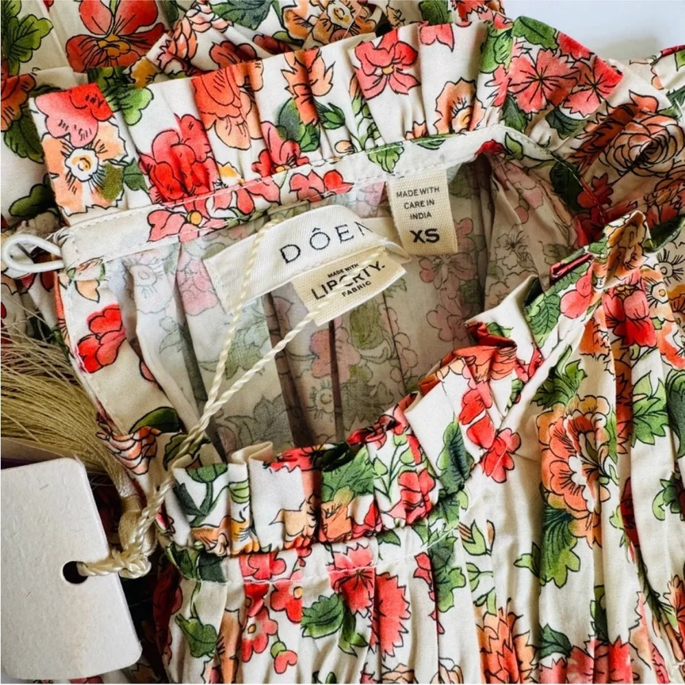 Doen 100% organic cotton floral sleeveless top NEW Red Size XS - Image 9