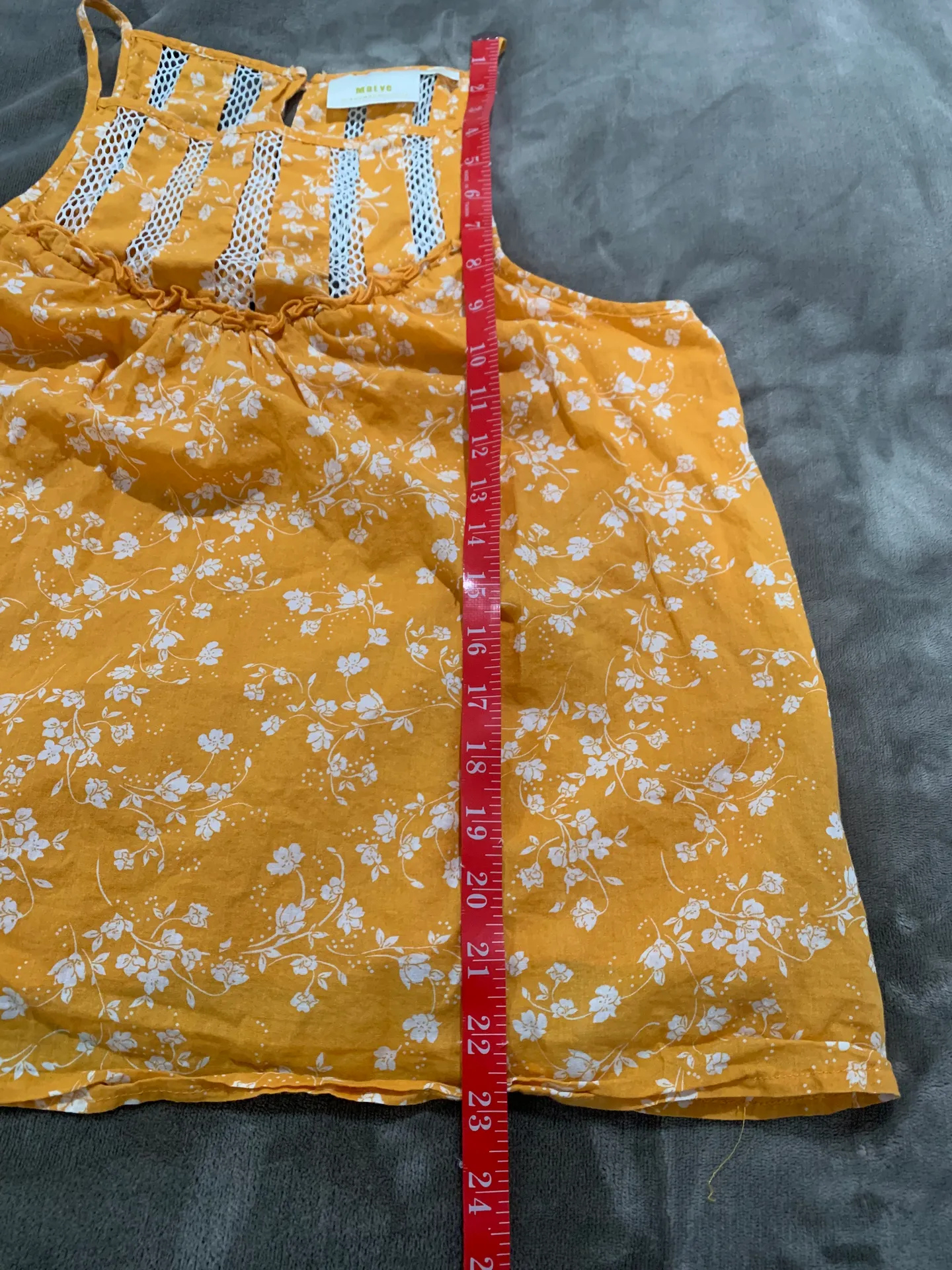 Maeve Martell yellow floral ruffle halter top size M - Image 5