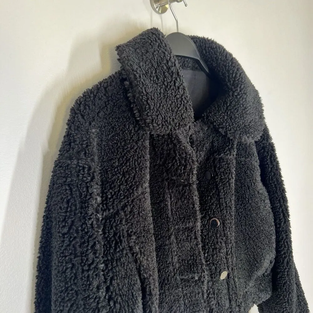 Lululemon Sz 4 Textured Fleece Button Jacket Black - Image 2