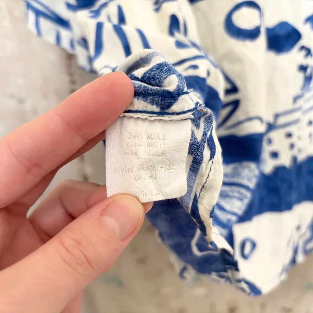 Vintage Jams World Sailboat Print Button Down Shirt Blue - Image 4