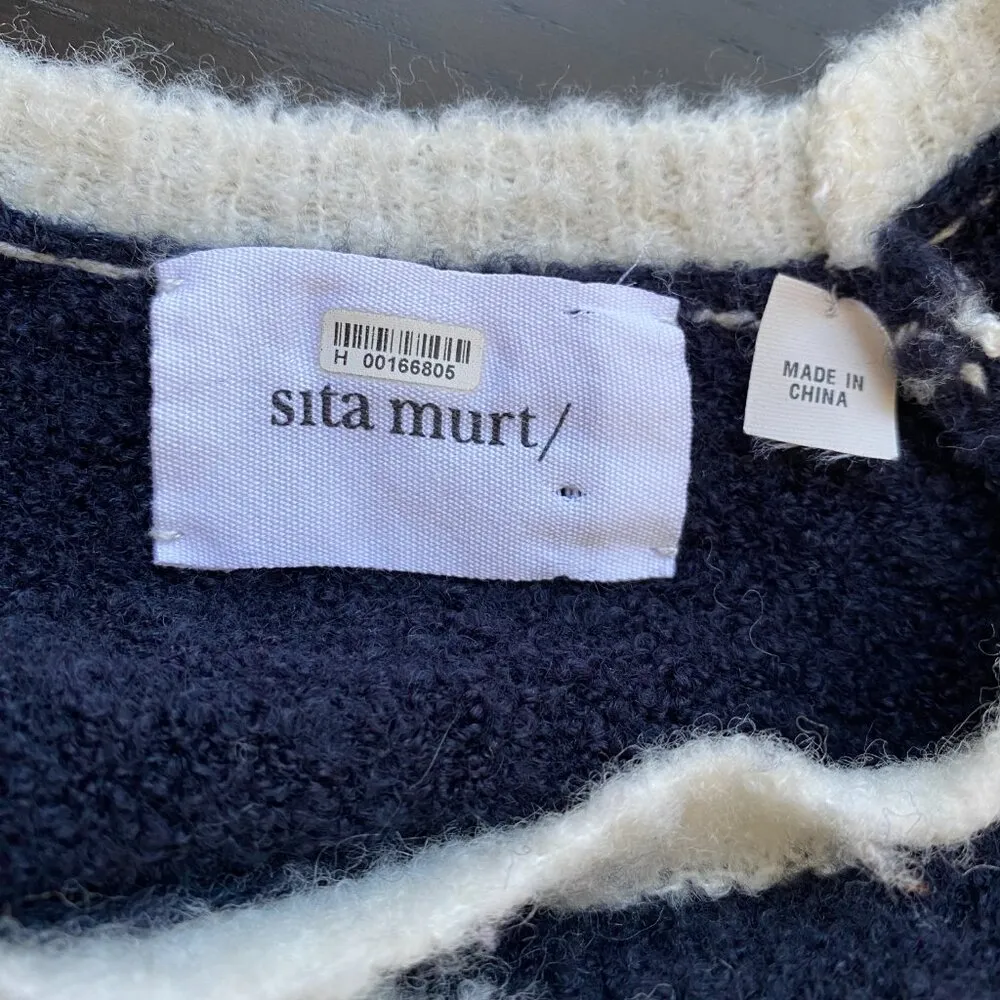 Anthropologie Sita Murt Long Sleeve Striped Wool Sweater Women Small Black White - Image 11