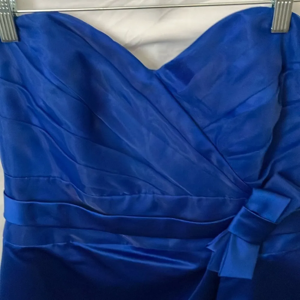 David’s Bridal: Royal Blue Strapless Dress with tulle on bottom- zip back- sz 14 - Image 8