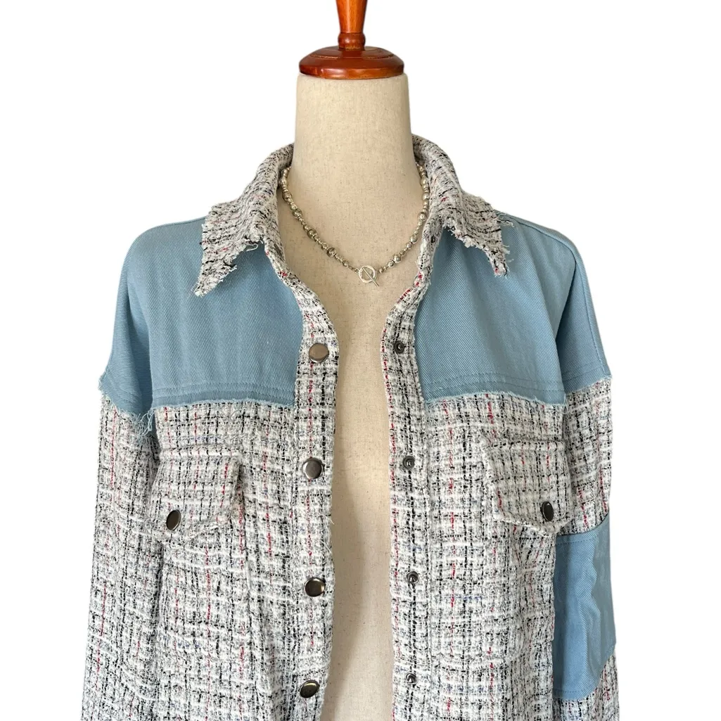Dance & Marvel Tweed and Denim Shacket - Image 4