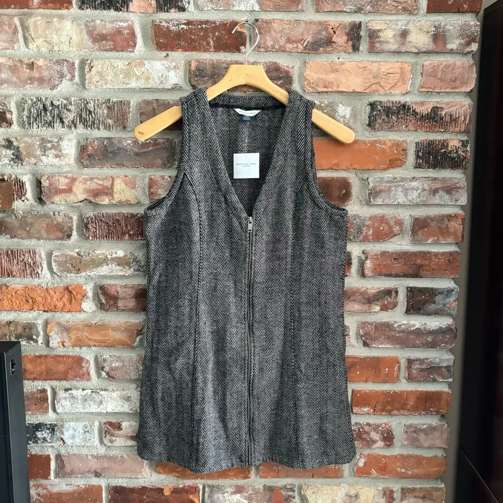 American Eagle Gray Zip Up Herringbone Mini Dress NWT, S - Image 2