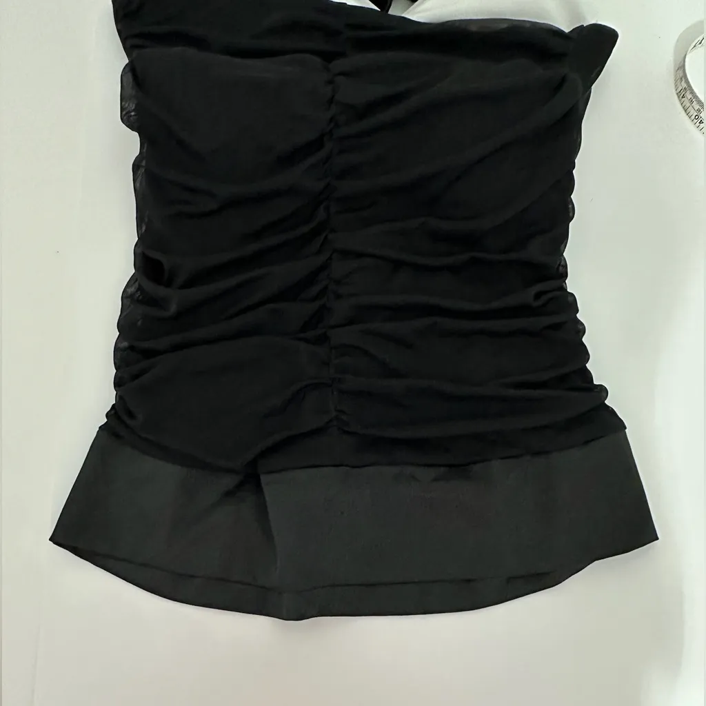 Deb Black White Halter Mini Dress Rhinestone Clubwear Cocktail Party Y2K Medium - Image 5