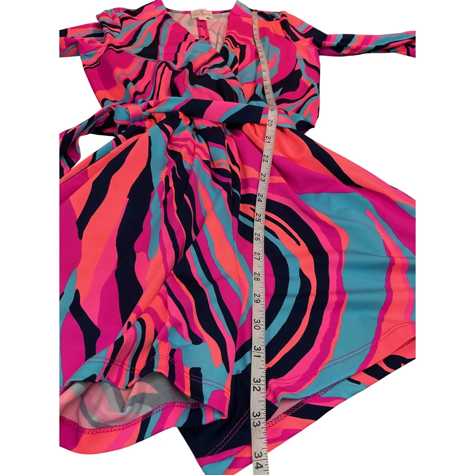 Julie Brown NYC Wrap Geometric Print Pink Blue jumper Romper shorts Small - Image 9