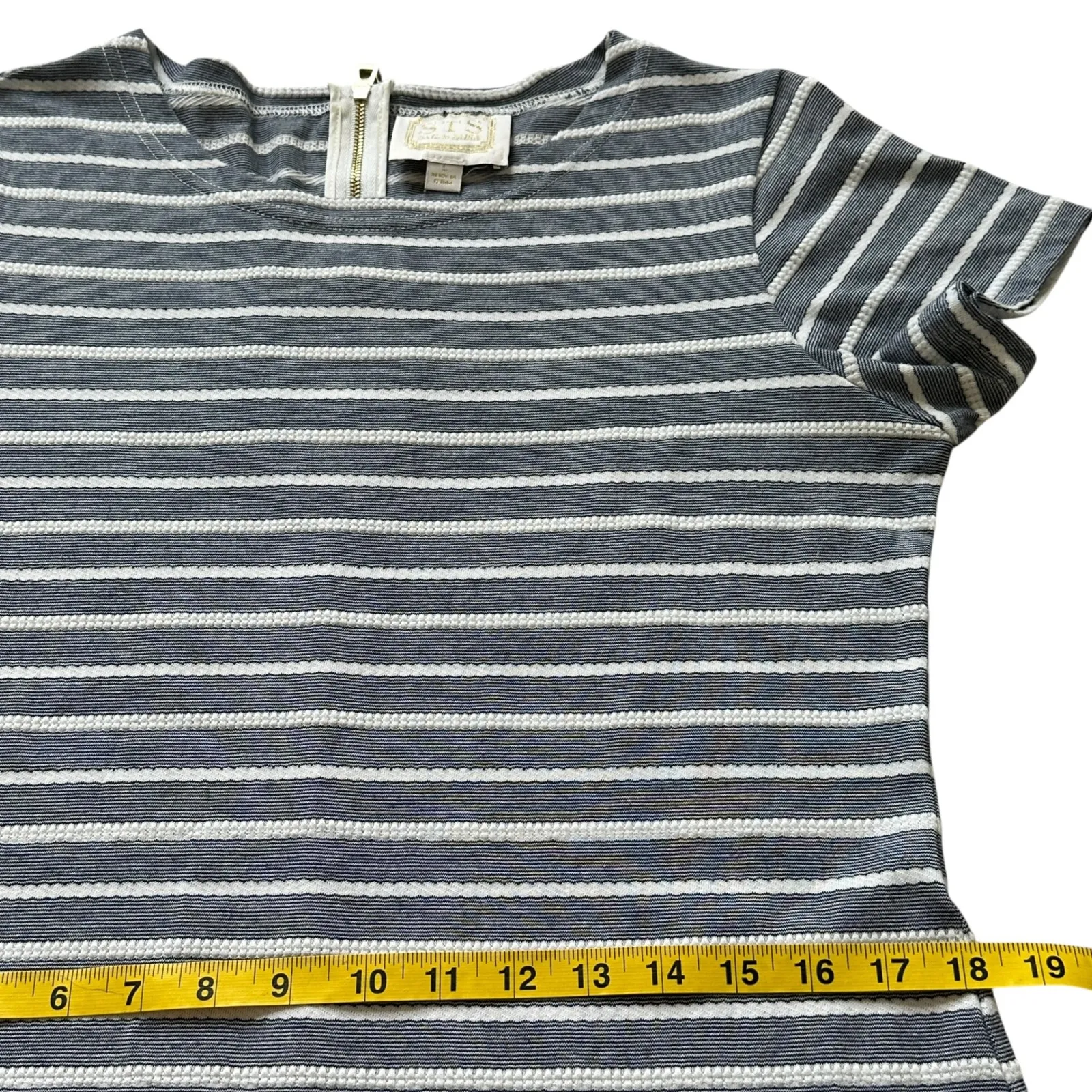 Sail to Sable Dress Shift Navy White Stripe L Preppy Nautical Stretch Capsule - Image 7