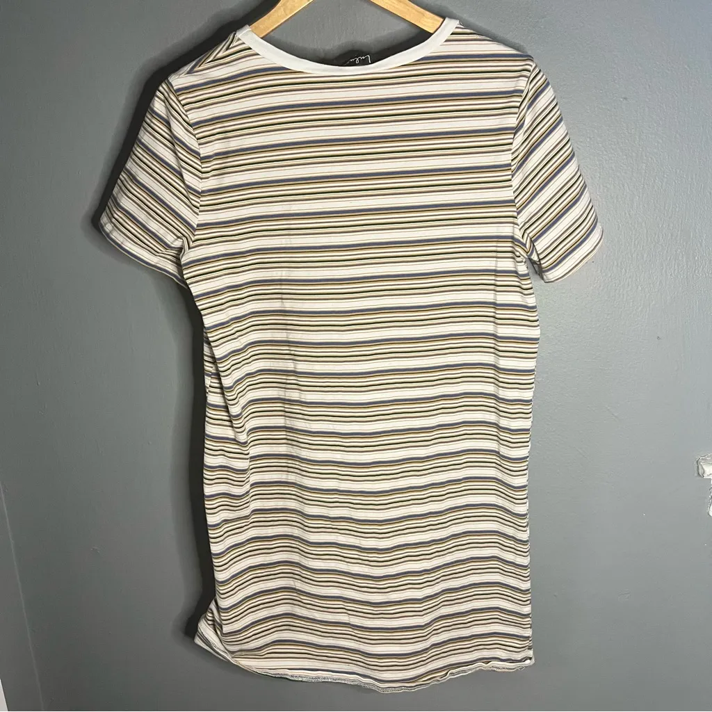 Lulus striped t shirt shift dress Tan Size L - Image 6