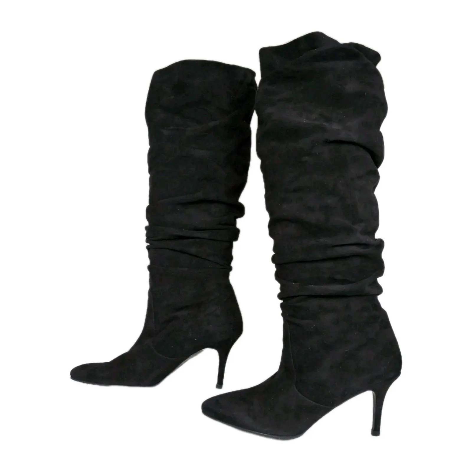 STUART WEITZMAN Lafayette Slouchy Boot Black Suede Leather Pointed Toe Womens 10 - Image 5