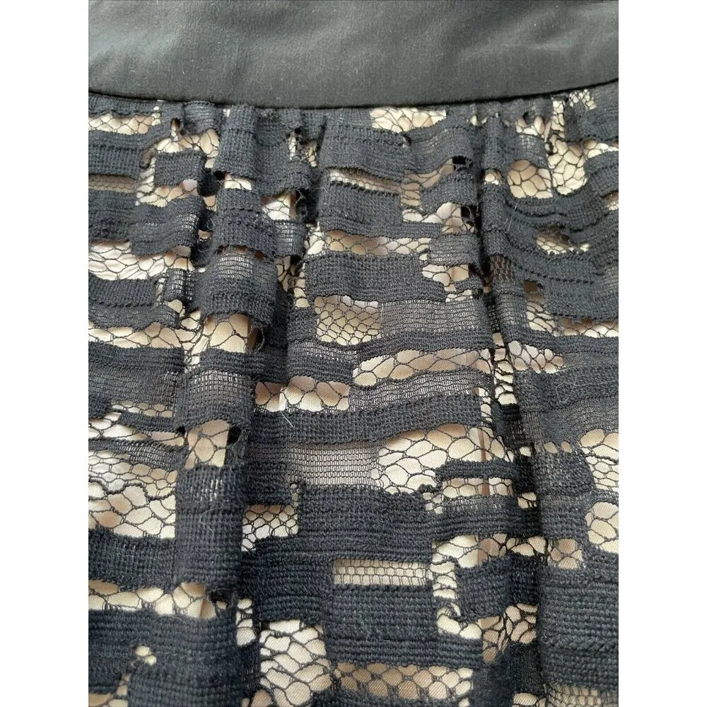 Trina Turk Amora Silk-Trim A-Line‎ Lace Overlay Layered Black Skirt Women’s 4 - Image 2